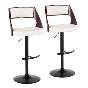 English Elm Contemporary Swivel Barstool Set of 2 Faux Leather Seat Cherry Wood Metal Base White B202P291509