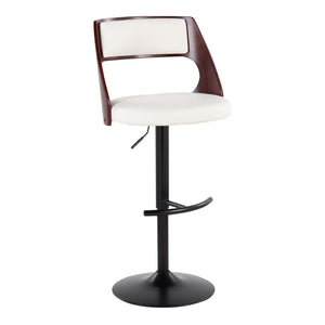 English Elm Contemporary Swivel Barstool Set of 2 Faux Leather Seat Cherry Wood Metal Base White B202P291509