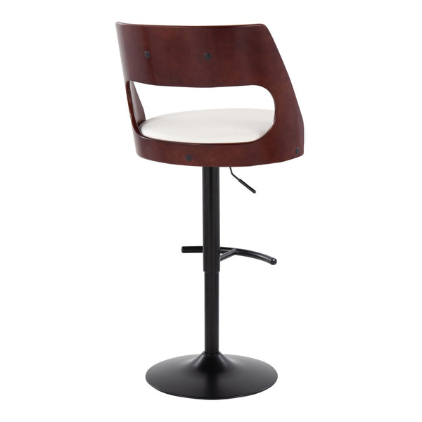 English Elm Contemporary Swivel Barstool Set of 2 Faux Leather Seat Cherry Wood Metal Base White B202P291509