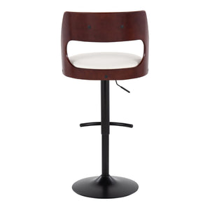 English Elm Contemporary Swivel Barstool Set of 2 Faux Leather Seat Cherry Wood Metal Base White B202P291509