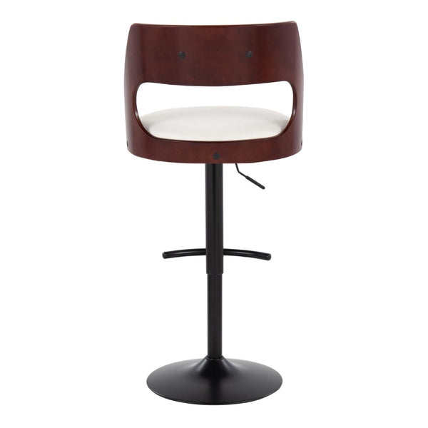 English Elm Contemporary Swivel Barstool Set of 2 Faux Leather Seat Cherry Wood Metal Base White B202P291509