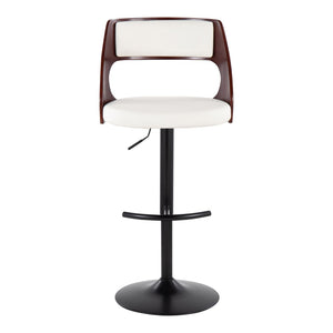 English Elm Contemporary Swivel Barstool Set of 2 Faux Leather Seat Cherry Wood Metal Base White B202P291509