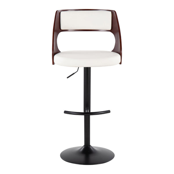 English Elm Contemporary Swivel Barstool Set of 2 Faux Leather Seat Cherry Wood Metal Base White B202P291509