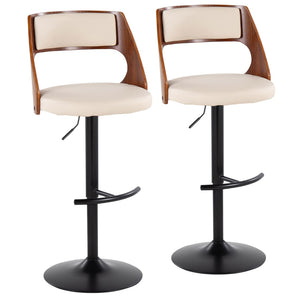 English Elm Contemporary Swivel Barstool Set of 2 Faux Leather Seat Cherry Wood Metal Base Cream B202P291511
