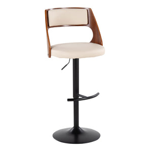 English Elm Contemporary Swivel Barstool Set of 2 Faux Leather Seat Cherry Wood Metal Base Cream B202P291511