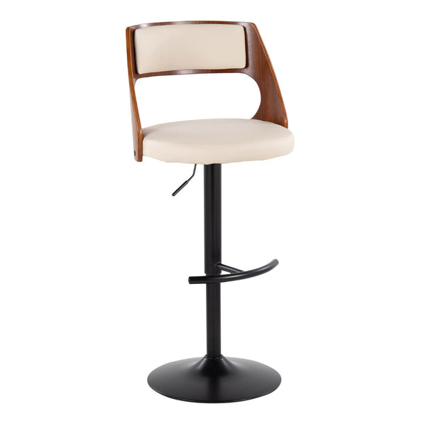 English Elm Contemporary Swivel Barstool Set of 2 Faux Leather Seat Cherry Wood Metal Base Cream B202P291511