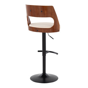 English Elm Contemporary Swivel Barstool Set of 2 Faux Leather Seat Cherry Wood Metal Base Cream B202P291511