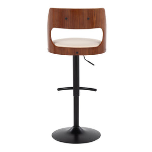 English Elm Contemporary Swivel Barstool Set of 2 Faux Leather Seat Cherry Wood Metal Base Cream B202P291511