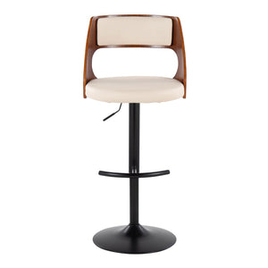 English Elm Contemporary Swivel Barstool Set of 2 Faux Leather Seat Cherry Wood Metal Base Cream B202P291511