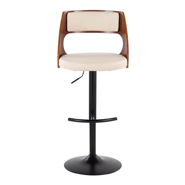 English Elm Contemporary Swivel Barstool Set of 2 Faux Leather Seat Cherry Wood Metal Base Cream B202P291511