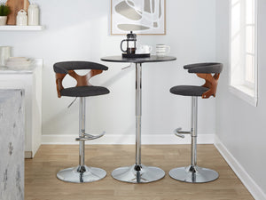 English Elm Mid-Century Swivel Adjustable Barstools with Walnut Accents and Chrome Base Set of 2 Charcoal B202P291516