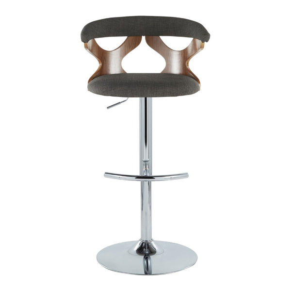 English Elm Mid-Century Swivel Adjustable Barstools with Walnut Accents and Chrome Base Set of 2 Charcoal B202P291516