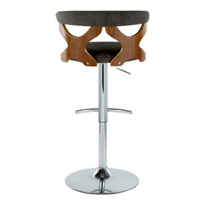 English Elm Mid-Century Swivel Adjustable Barstools with Walnut Accents and Chrome Base Set of 2 Charcoal B202P291516