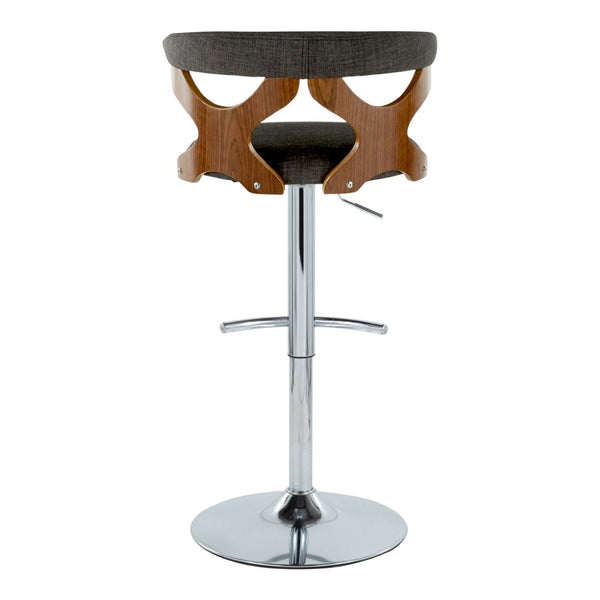 English Elm Mid-Century Swivel Adjustable Barstools with Walnut Accents and Chrome Base Set of 2 Charcoal B202P291516