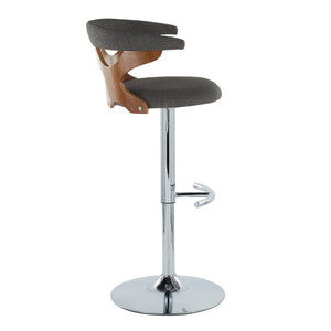 English Elm Mid-Century Swivel Adjustable Barstools with Walnut Accents and Chrome Base Set of 2 Charcoal B202P291516