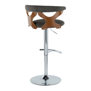 English Elm Mid-Century Swivel Adjustable Barstools with Walnut Accents and Chrome Base Set of 2 Charcoal B202P291516