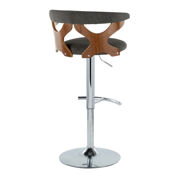 English Elm Mid-Century Swivel Adjustable Barstools with Walnut Accents and Chrome Base Set of 2 Charcoal B202P291516