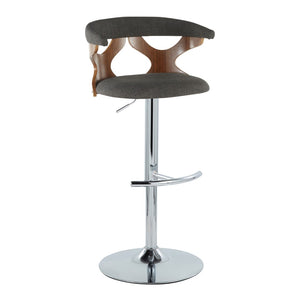 English Elm Mid-Century Swivel Adjustable Barstools with Walnut Accents and Chrome Base Set of 2 Charcoal B202P291516