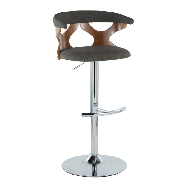 English Elm Mid-Century Swivel Adjustable Barstools with Walnut Accents and Chrome Base Set of 2 Charcoal B202P291516