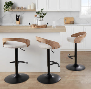 English Elm 1 Pc Swivel Barstool Fabric Seat Metal Base for Kitchen Island or Home Bar Chrome - A B202P473632