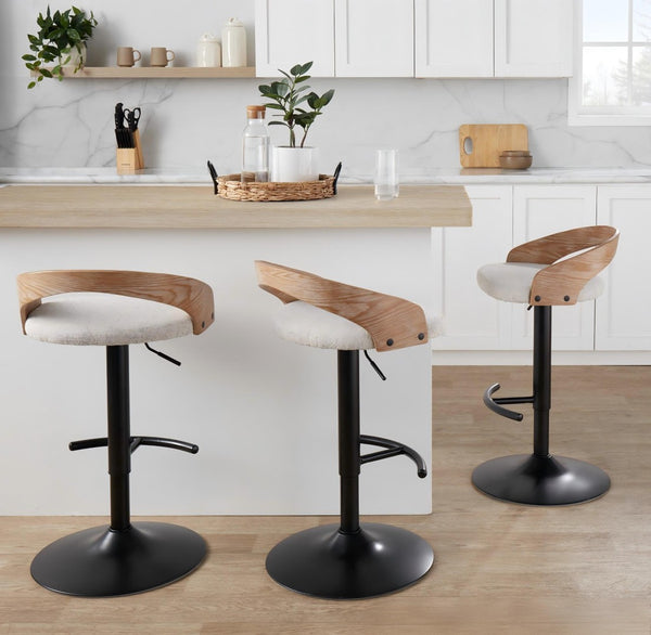 English Elm 1 Pc Swivel Barstool Fabric Seat Metal Base for Kitchen Island or Home Bar Chrome - A B202P473632