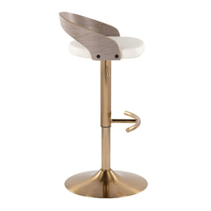 English Elm Adjustable Faux Leather Swivel Barstool Set of Three with Gold Metal Base B202P473635