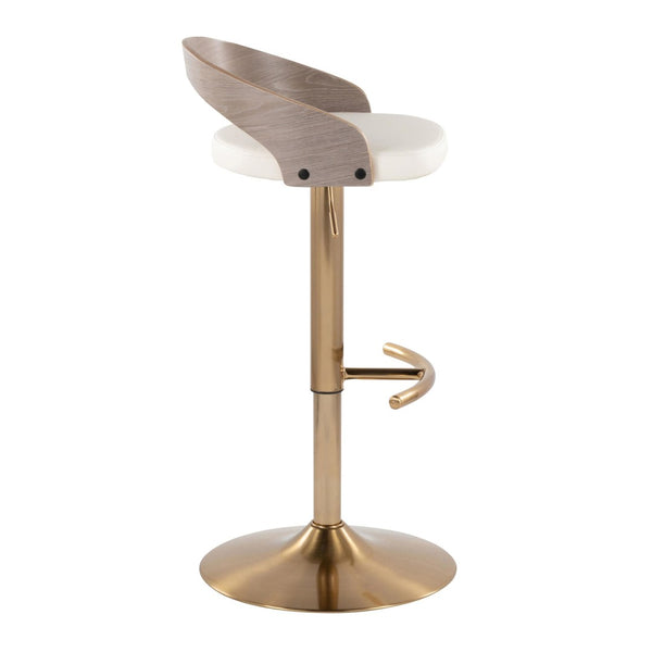 English Elm Adjustable Faux Leather Swivel Barstool Set of Three with Gold Metal Base B202P473635