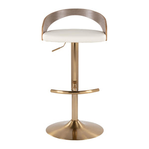 English Elm Adjustable Faux Leather Swivel Barstool Set of Three with Gold Metal Base B202P473635