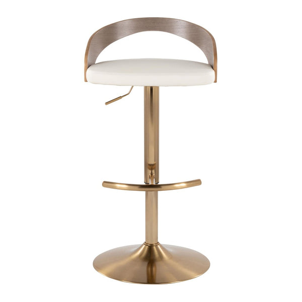 English Elm Adjustable Faux Leather Swivel Barstool Set of Three with Gold Metal Base B202P473635