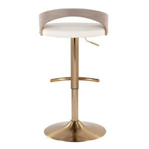 English Elm Adjustable Faux Leather Swivel Barstool Set of Three with Gold Metal Base B202P473635