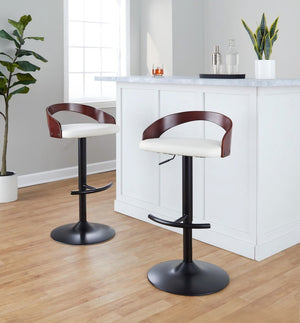 English Elm Adjustable Faux Leather Barstools Set of Three with Swivel Seat and Matte Black Metal Base Chrome - A B202P473636