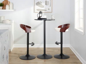 English Elm Adjustable Faux Leather Barstools Set of Three with Swivel Seat and Matte Black Metal Base Chrome - A B202P473636