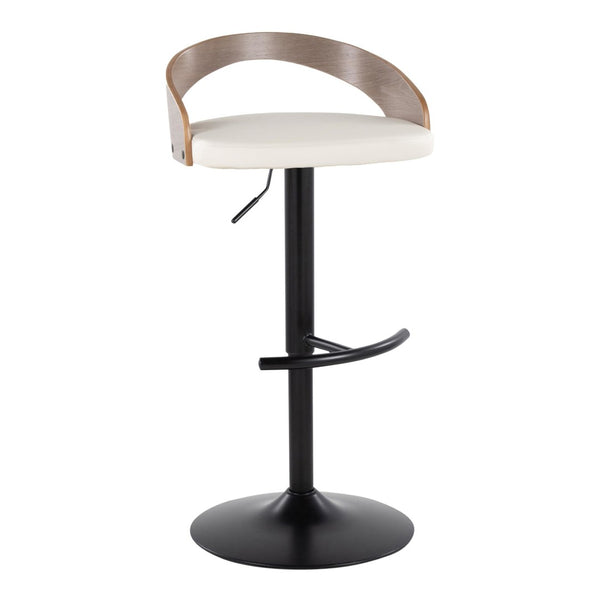 English Elm Adjustable Faux Leather Barstool Set of Three with Swivel Seat and Matte Black Metal Base B202P473638
