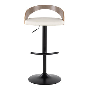 English Elm Adjustable Faux Leather Barstool Set of Three with Swivel Seat and Matte Black Metal Base B202P473638