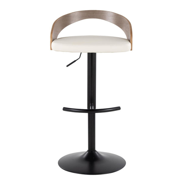 English Elm Adjustable Faux Leather Barstool Set of Three with Swivel Seat and Matte Black Metal Base B202P473638