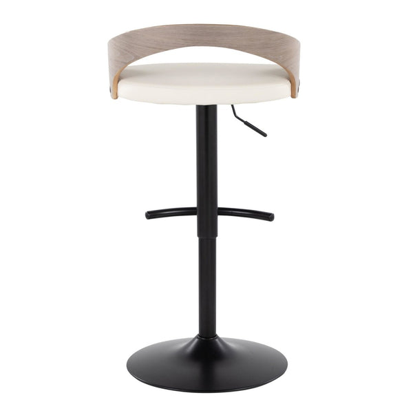 English Elm Adjustable Faux Leather Barstool Set of Three with Swivel Seat and Matte Black Metal Base B202P473638