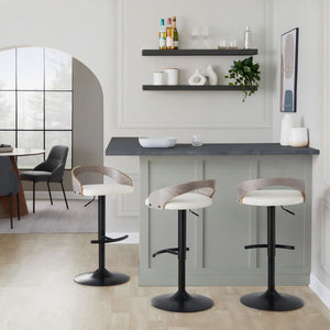 English Elm Adjustable Faux Leather Barstool Set of Three with Swivel Seat and Matte Black Metal Base B202P473638