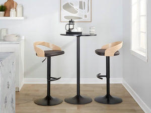 English Elm Adjustable Faux Leather Barstools Set of Three with Swivel Seat and Matte Black Metal Base Chrome - B B202P473639