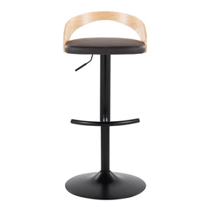English Elm Adjustable Faux Leather Barstools Set of Three with Swivel Seat and Matte Black Metal Base Chrome - B B202P473639