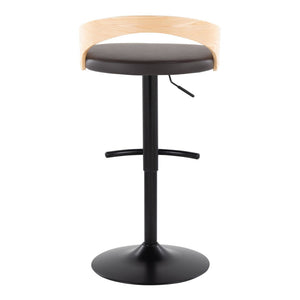 English Elm Adjustable Faux Leather Barstools Set of Three with Swivel Seat and Matte Black Metal Base Chrome - B B202P473639