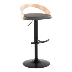 English Elm Adjustable Faux Leather Barstools Set of Three with Swivel Seat and Matte Black Metal Base Natural B202P473640