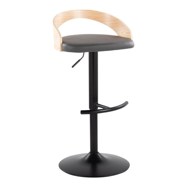 English Elm Adjustable Faux Leather Barstools Set of Three with Swivel Seat and Matte Black Metal Base Natural B202P473640