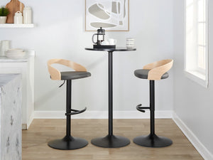 English Elm Adjustable Faux Leather Barstools Set of Three with Swivel Seat and Matte Black Metal Base Natural B202P473640