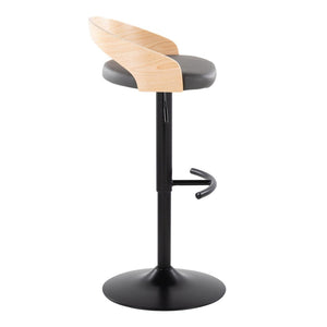 English Elm Adjustable Faux Leather Barstools Set of Three with Swivel Seat and Matte Black Metal Base Natural B202P473640
