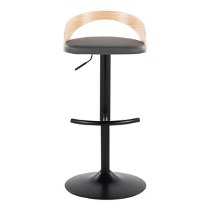 English Elm Adjustable Faux Leather Barstools Set of Three with Swivel Seat and Matte Black Metal Base Natural B202P473640