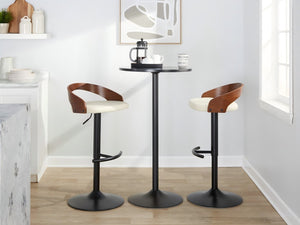 English Elm Adjustable Faux Leather Barstools Set of Three with Swivel Seat and Matte Black Metal Base Chrome - C B202P473641