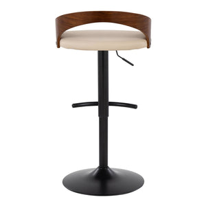 English Elm Adjustable Faux Leather Barstools Set of Three with Swivel Seat and Matte Black Metal Base Chrome - C B202P473641