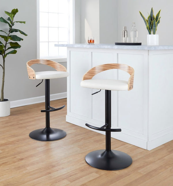 English Elm Adjustable Faux Leather Barstools Set of Three with Swivel Seat and Matte Black Metal Base Chrome - D B202P473642