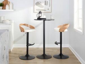 English Elm Adjustable Faux Leather Barstools Set of Three with Swivel Seat and Matte Black Metal Base Chrome - D B202P473642