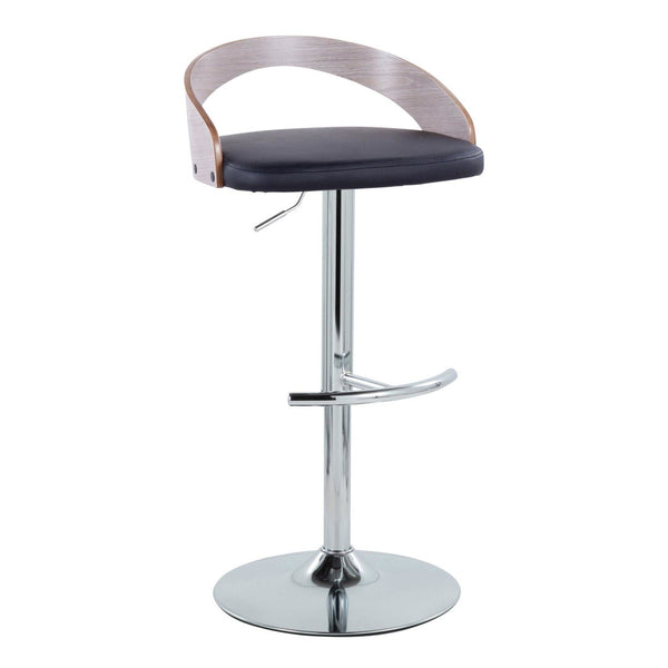 English Elm Adjustable Backless Barstool Set of Three with Faux Leather Seat and Chrome Swivel Base Light Grey B202P473644